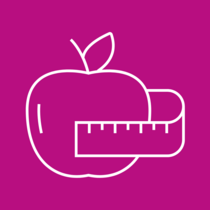 Apfel Icon mit Massband_ Diät Symbol